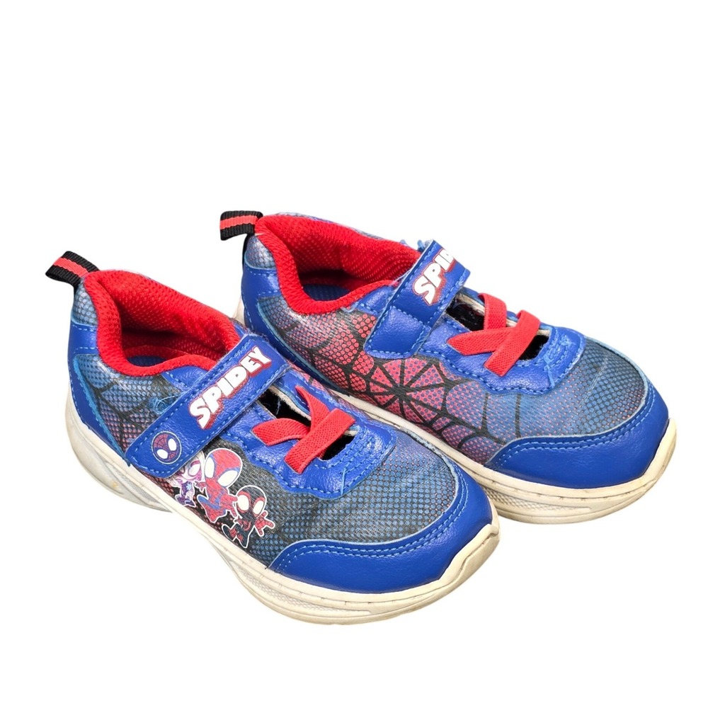 Marvel Athletic Sneakers Boy's Size 9 Blue Red Spidey‎ and His Amazing Friends